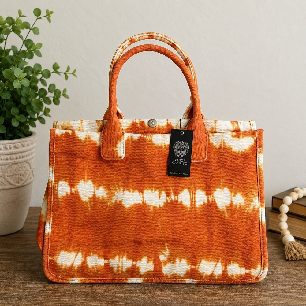 Vince Camuto Orla Tote Bag Rusty Orange Multi Tie Dye Canvas VC-ORLA-TO NEW